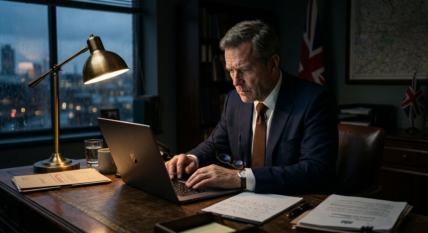 Diplomat reviewing files