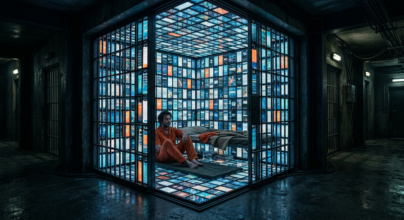 An open birdcage with a smartphone inside
