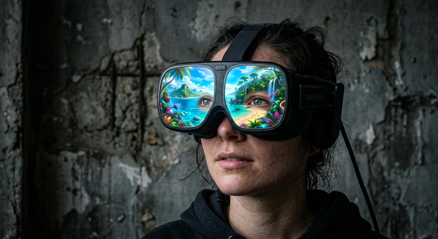 Face with VR reflections